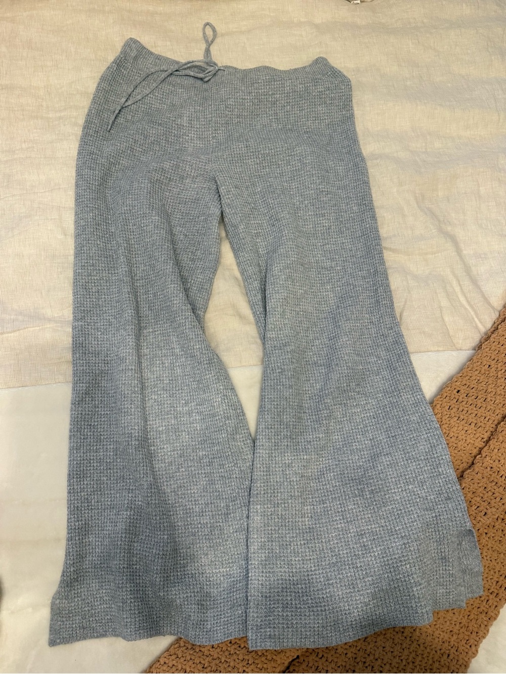 Aerie Waffle Sweater Loungewear Set, Wide Leg Pants